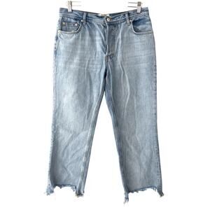 We The Free Maggie Straight Leg Jeans - Raw Hem - Light Wash Denim - 28